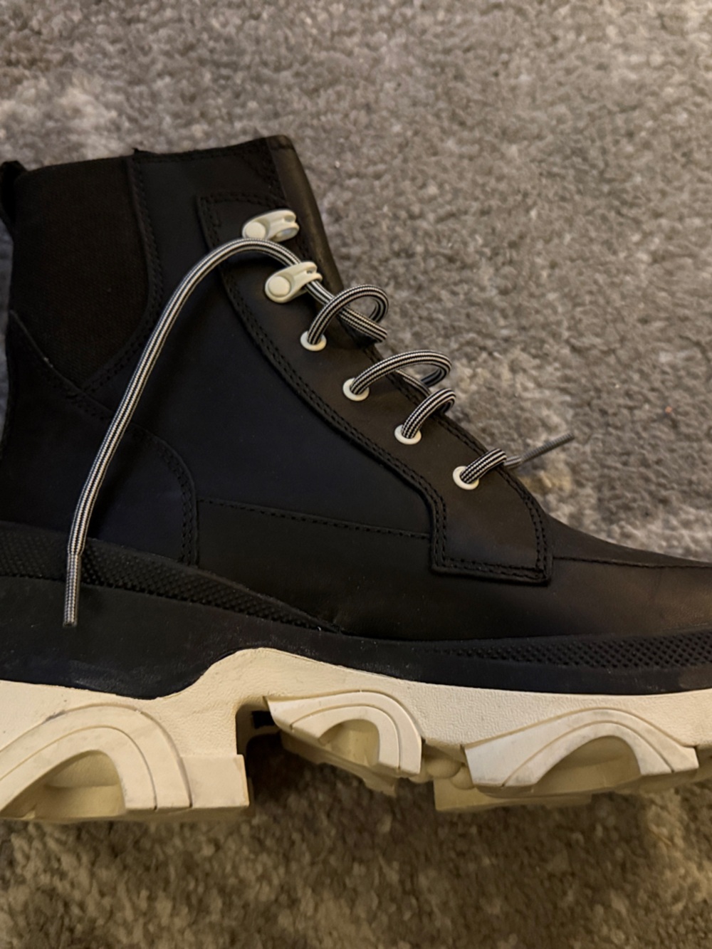 Sorel Black and White Lace-Up Boots